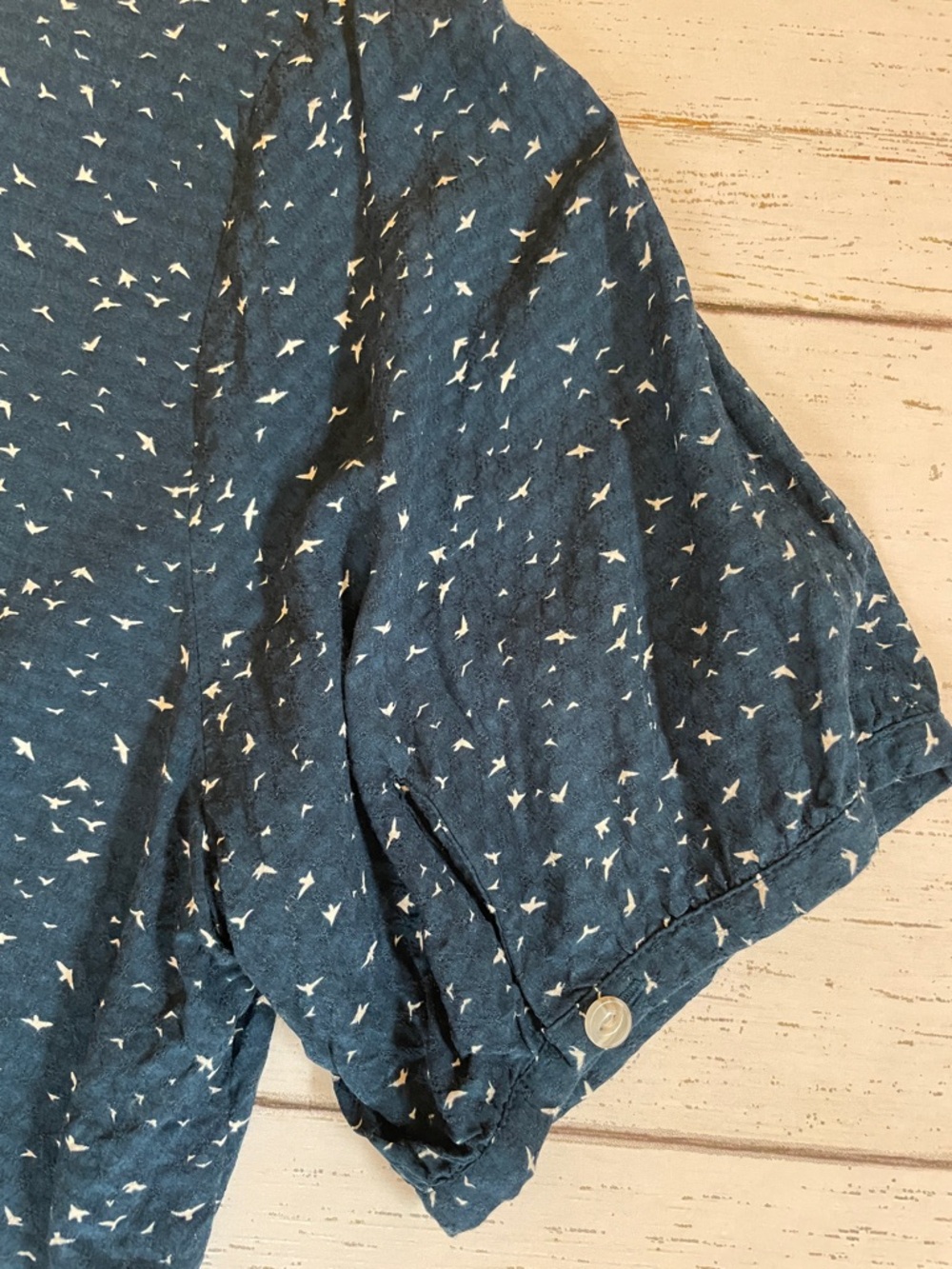 Universal Thread Navy/White Tiny Bird Print Short Sleeved Blouse, size XXL, NWOT - Picture 7 of 12
